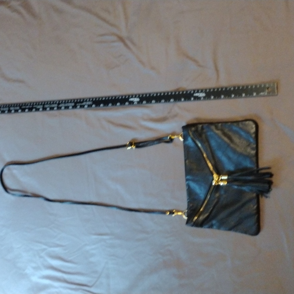 Black leather purse made in Italy